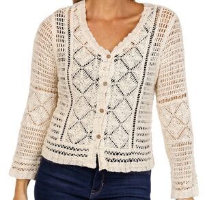 Liv Los Angeles Y2K Crochet Button Down  Diamond Sweater Fairytale S